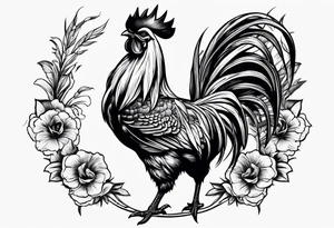rooster holding machine gun tattoo idea