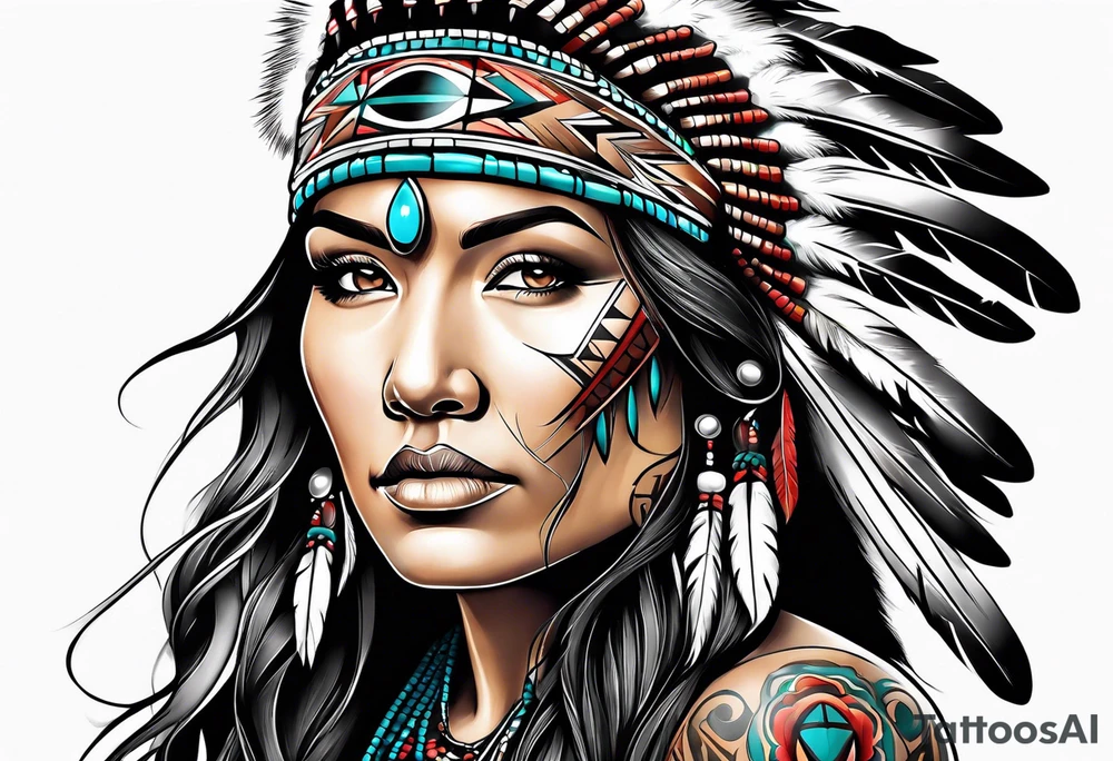 Native American woman spirit tattoo idea
