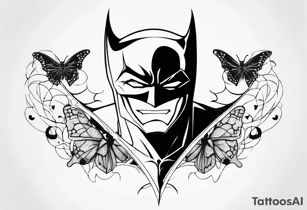 Batman and Joker tattoo with butterflies tattoo idea