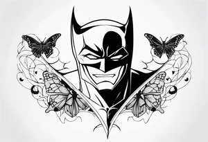 Batman and Joker tattoo with butterflies tattoo idea