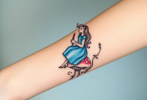 Alice in wonderland sitting on the mushroom with the hookah tattoo idea