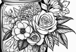 Mason jar bouquet tattoo idea