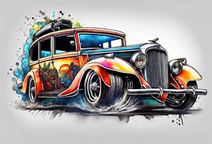 time machine car tattoo idea