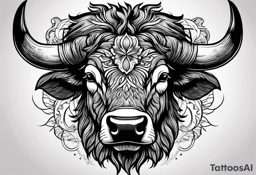 Bison head outline tattoo idea