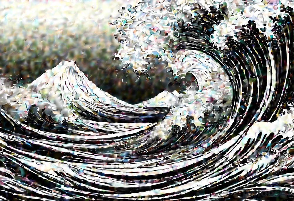 picture 8 by 8 centimeters of sea waves before a storm tattoo idea