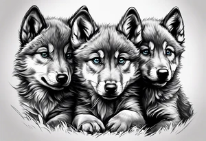2 wolf cubs adoring and cute (one female, one male) tattoo idea