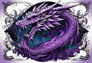 Purple eldritch dragon arm sleeve tattoo idea