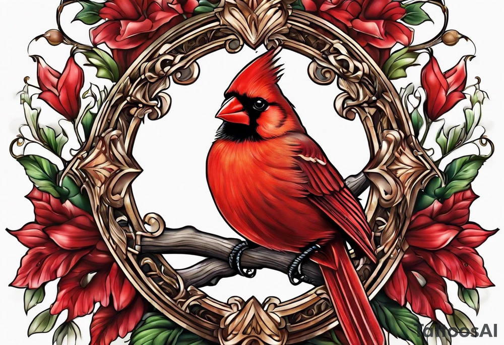 Cross with cardinal tattoo idea