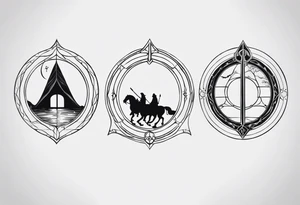 Lord of the rings with Harry Potter incorporated but clear visual of both movies. Small dainty and minimal. Something like the hobbit door with deathly hallows. tattoo idea