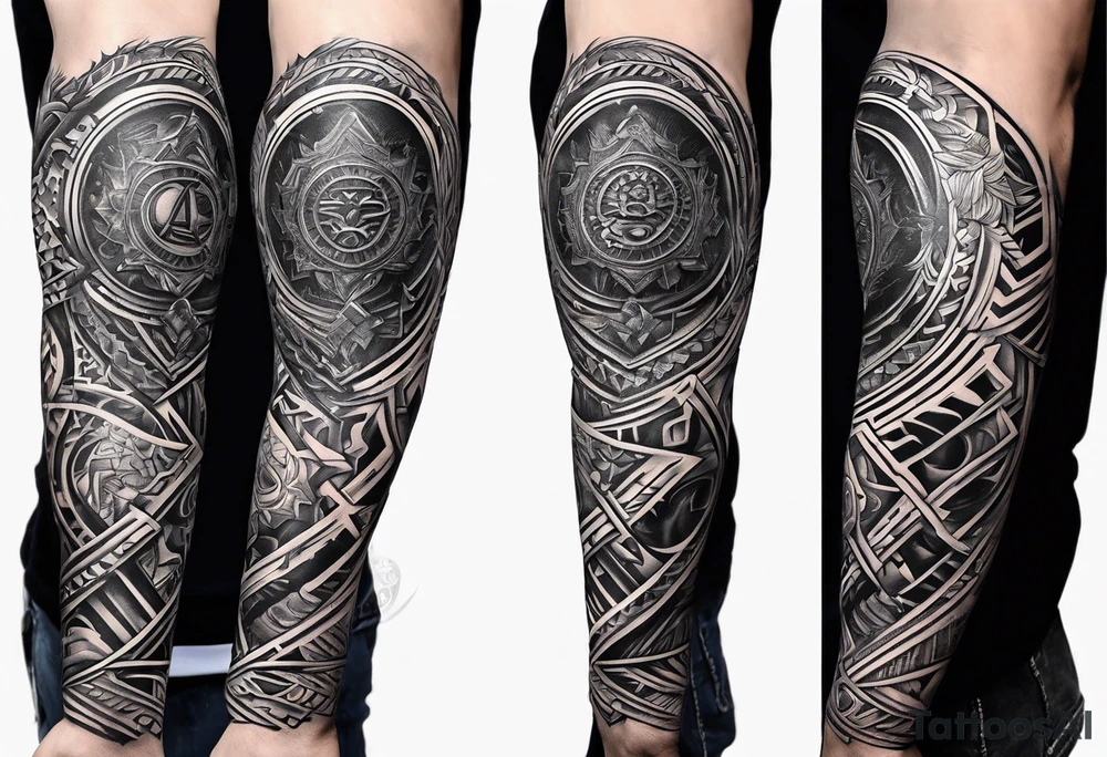 cyber sigilism forearm sleeve tattoo idea