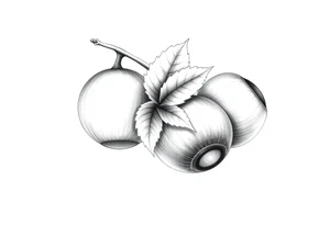 Three haselnuts with one leave tattoo idea