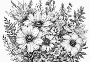 Wildflowers, smaller, vertical tattoo idea