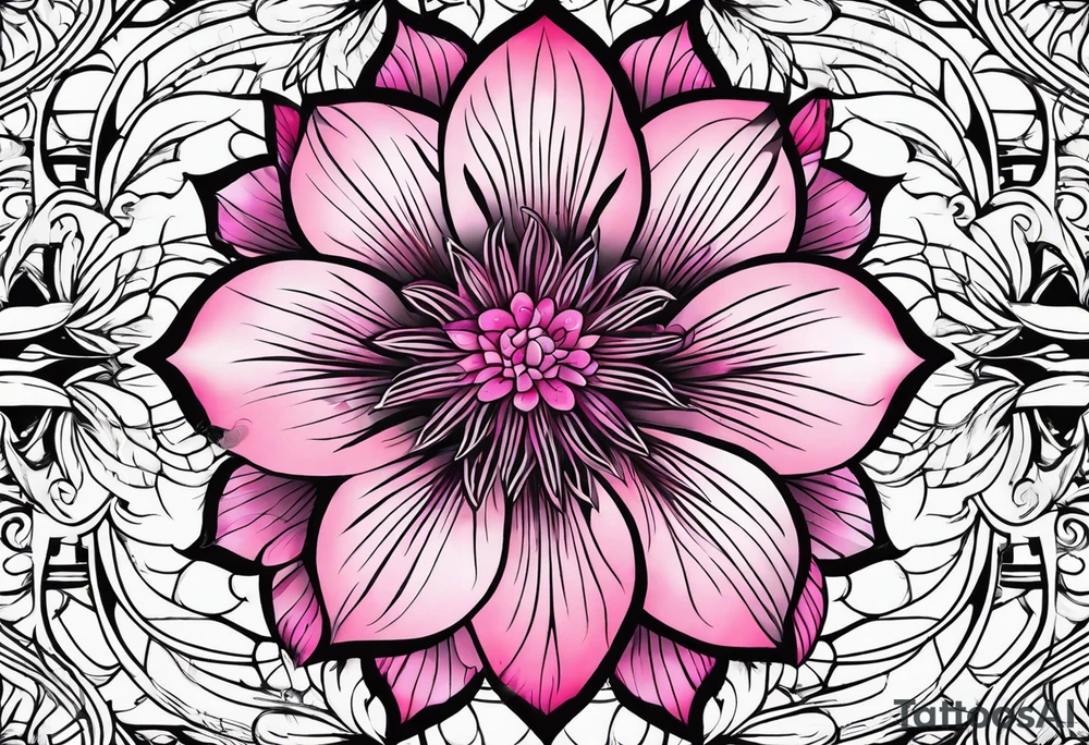 Pink flowers with pattern tattoo idea