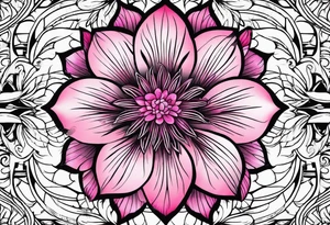 Pink flowers with pattern tattoo idea