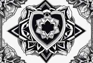 black hexagon heart with black background and blood tattoo idea