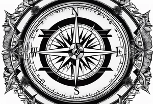 vintage compass with guy faux mask integrated. Slashed lettering for the navigational directions and long fencing swords as the arrows tattoo idea