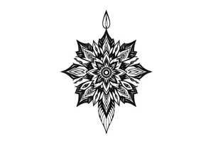 spiritual bold line feather indian mandala shaman tattoo idea