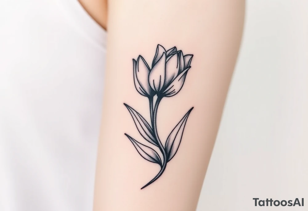 two intertwined tulips with stem tattoo idea