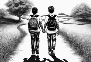 three young brothers walking away together tattoo idea