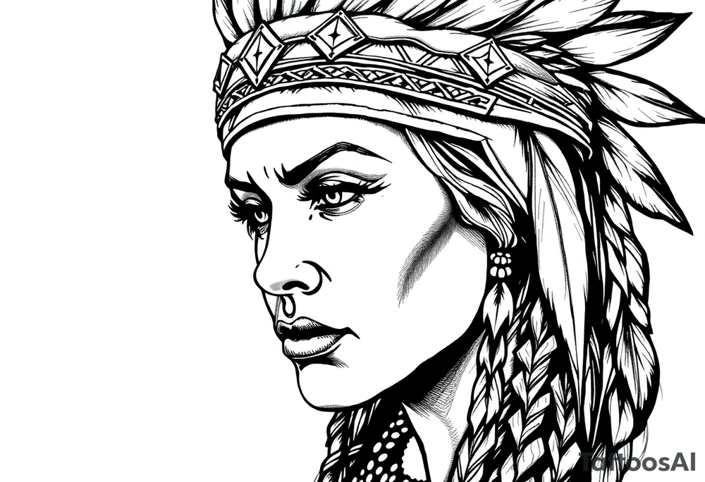 Female Native American with headband tattoo idea