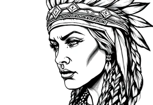 Female Native American with headband tattoo idea