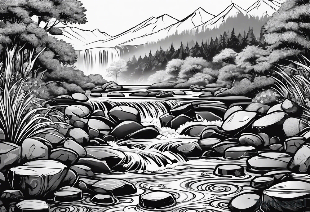 flowing river of coins tattoo idea