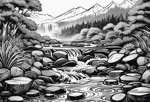flowing river of coins tattoo idea