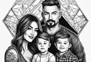 dad and wife with two boys tattoo idea