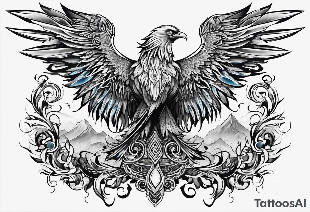 phoenix, lune bleu tattoo idea