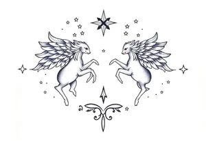 Gemini stars constellation in the sky with Egyptian language tattoo idea