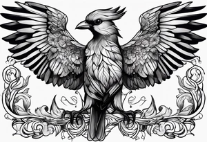 Black and white bird chest tattoo idea