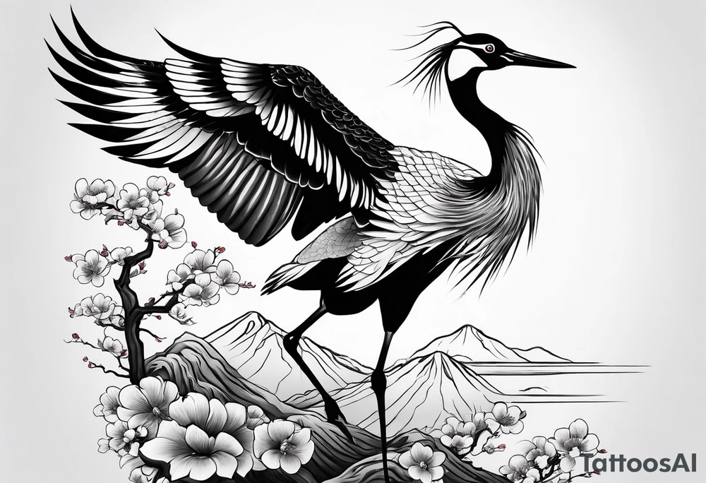 Japanese crane tattoo idea