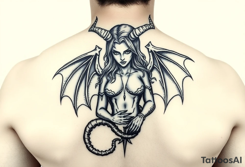 Devil protecting Lilith tattoo idea
