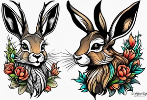 neo traditional jackelope tattoo idea