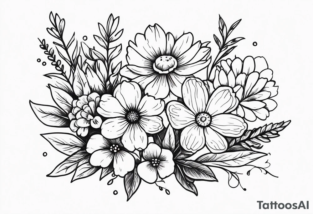 wildflower bouquet tattoo idea