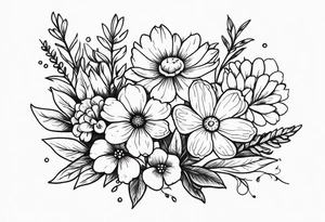 wildflower bouquet tattoo idea