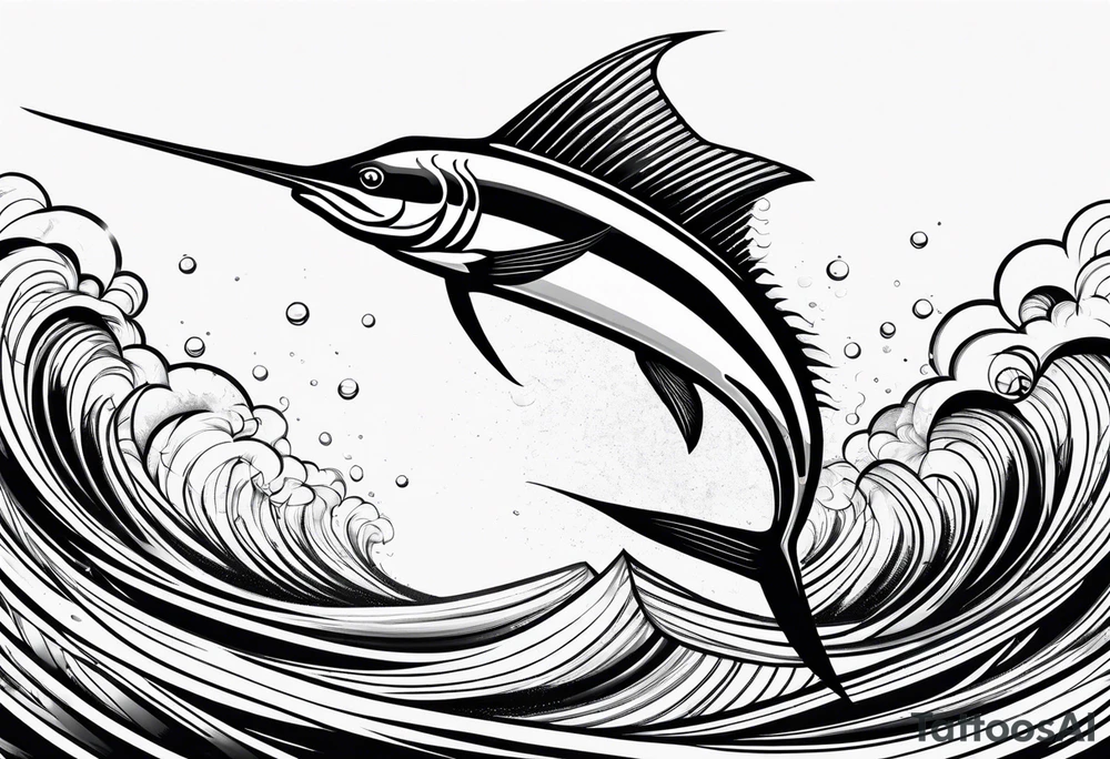Sailfish, jumping out of the water geometric tattoo idea