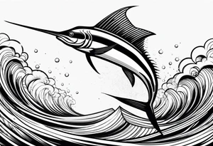 Sailfish, jumping out of the water geometric tattoo idea