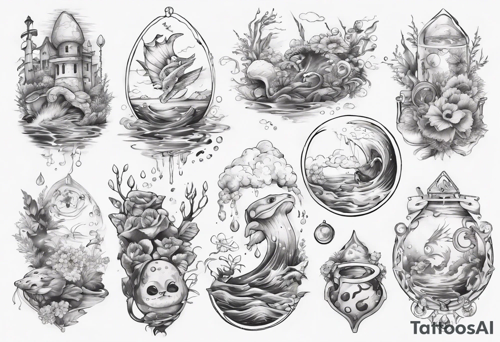 Water themed, romantic tattoo idea