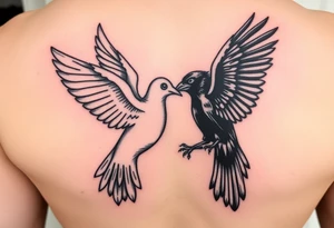 dove and raven locked in battle tattoo idea