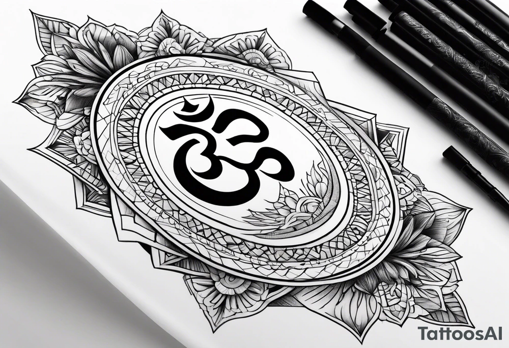 Alphabetically tattoo with 
OM
MAHARSHI
VIDYA tattoo idea
