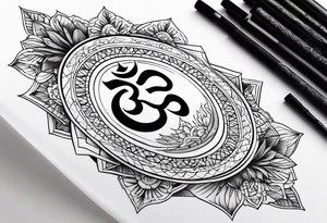 Alphabetically tattoo with 
OM
MAHARSHI
VIDYA tattoo idea