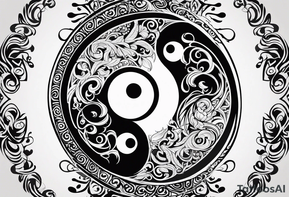 Ying yang with tribal tattoo idea