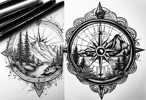 mountains sea 
music compass tree roots tattoo idea