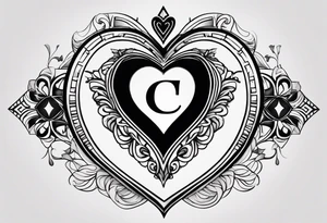 A black heart design, with the letter "β" embedded in the center. tattoo idea