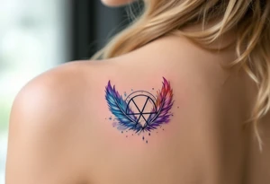 A triquetra surrounded by angelic feathers, symbolizing divine protection and purity. tattoo idea