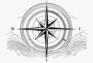 compass with long lines
 with  anchor tattoo idea