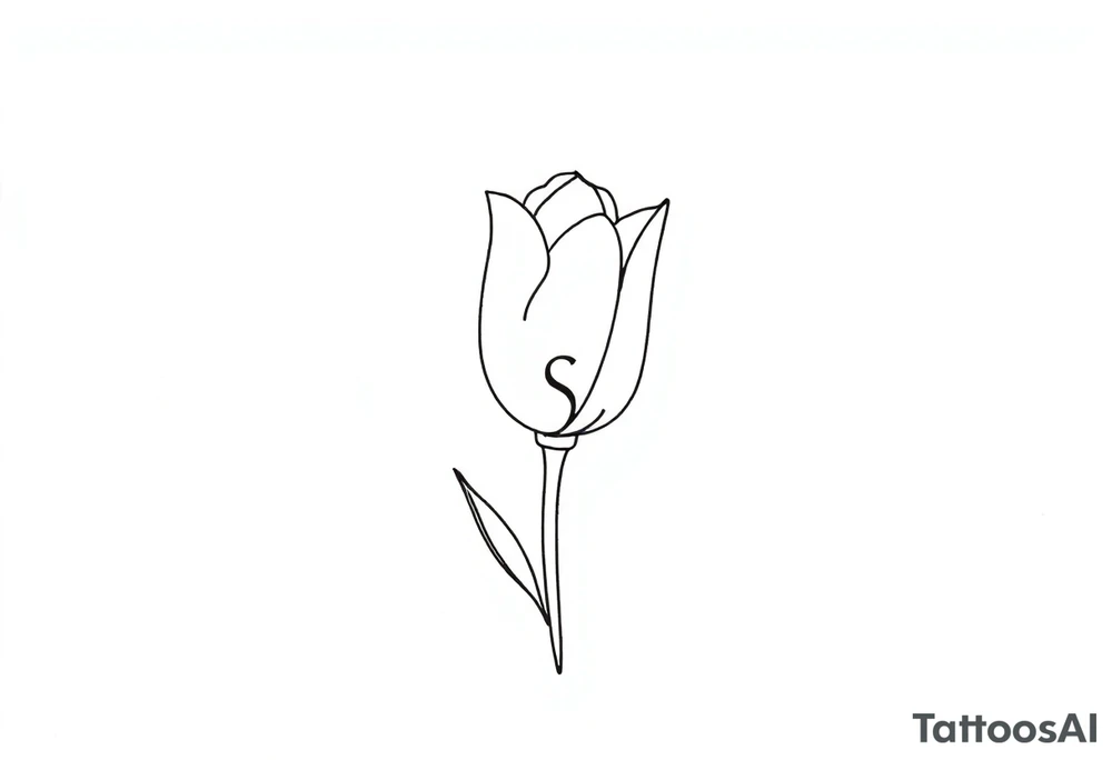 Tulip, tulip line style tattoo, hidden S letter in Tattoo tattoo idea