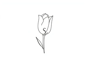 Tulip, tulip line style tattoo, hidden S letter in Tattoo tattoo idea