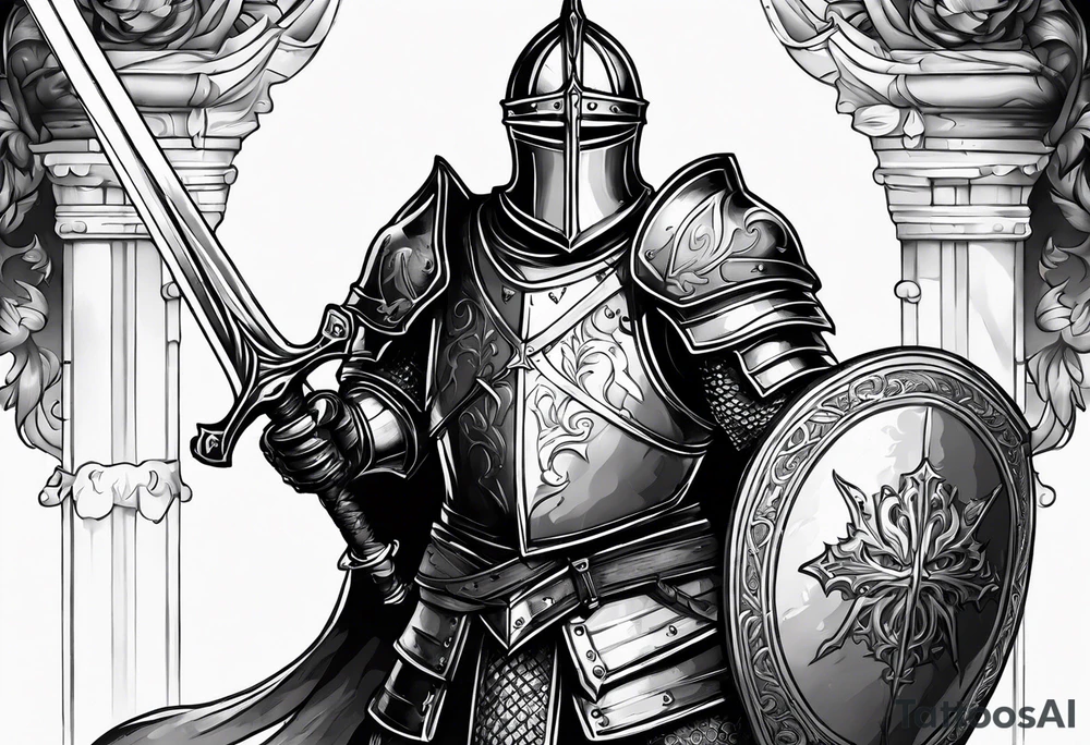Medieval knight holding a sword tattoo idea